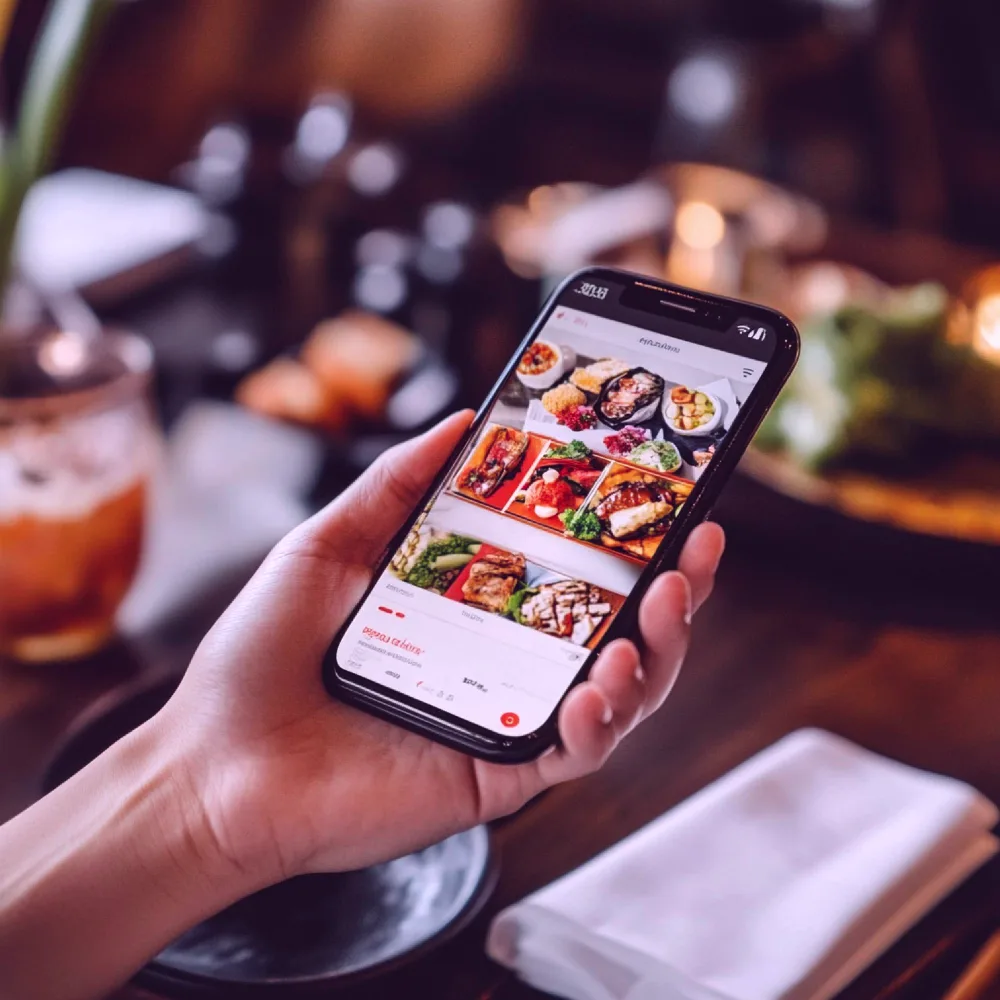 Comensal explorando el menú de un restaurante en la app Clinfu